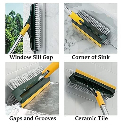 3-in-1 Bathroom Cleaning Brush With Wiper - Long Handle 180° Rotate Toilet Brush, Tiles Cleaning, Floor Scrub for Kitchen and Bathroom
