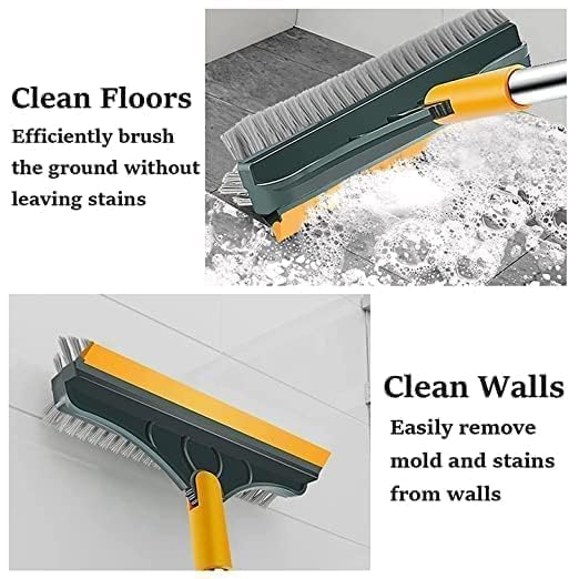 3-in-1 Bathroom Cleaning Brush With Wiper - Long Handle 180° Rotate Toilet Brush, Tiles Cleaning, Floor Scrub for Kitchen and Bathroom