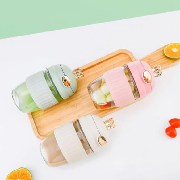 Reusable Glass Water Cup, 390ml, Cute Rabbit Style, Anti-Scalding, Coffee Mug with Straw, Pack of 1 (Glass Bottle Rabbit)