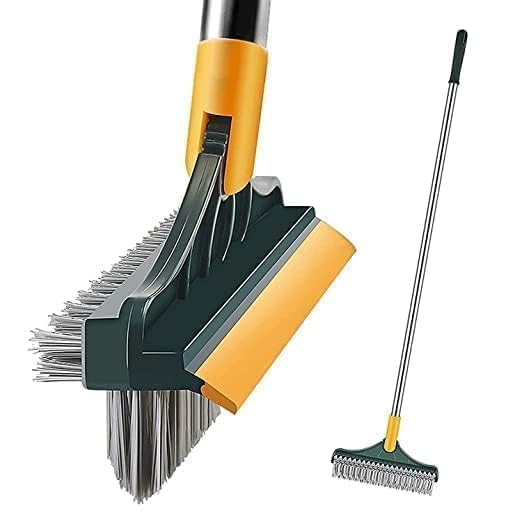 3-in-1 Bathroom Cleaning Brush With Wiper - Long Handle 180° Rotate Toilet Brush, Tiles Cleaning, Floor Scrub for Kitchen and Bathroom