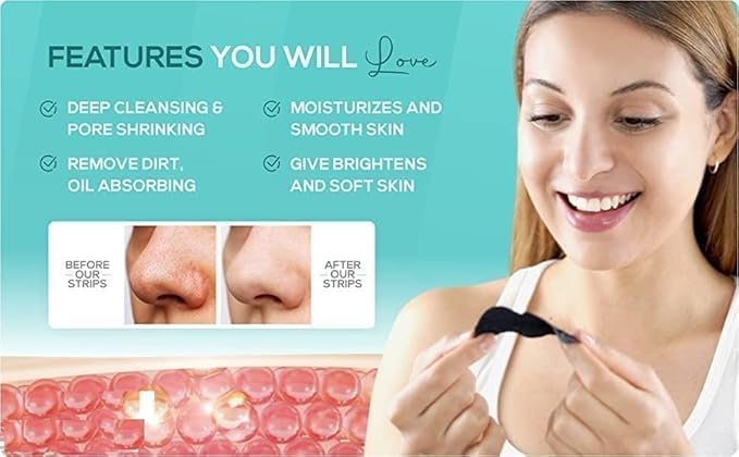 8 Pc's Nose Strips Blackhead Remover & Pore Cleanser Skincare Cleansing Charcoal for Women and man (pack of 8)
