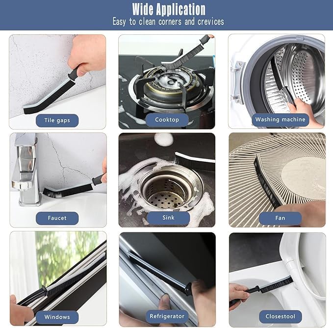 2 PCS Plastic Gap Cleaning Brush, Bathroom Gap Cleaning Brush, Clean The Dead Corners of Kitchen Tiles, Multifunctional Window Slots, Multi-Purpose Door Window Track Deep (2)