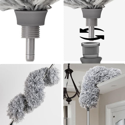 2025 Upgraded Long Handle Microfiber Feather Ceiling Duster for Dust Cleaning with extendable Pole 100 Inch with Anti Scratch Bendable Brush for Cleaning High Cobweb Stick high Ceiling Fan