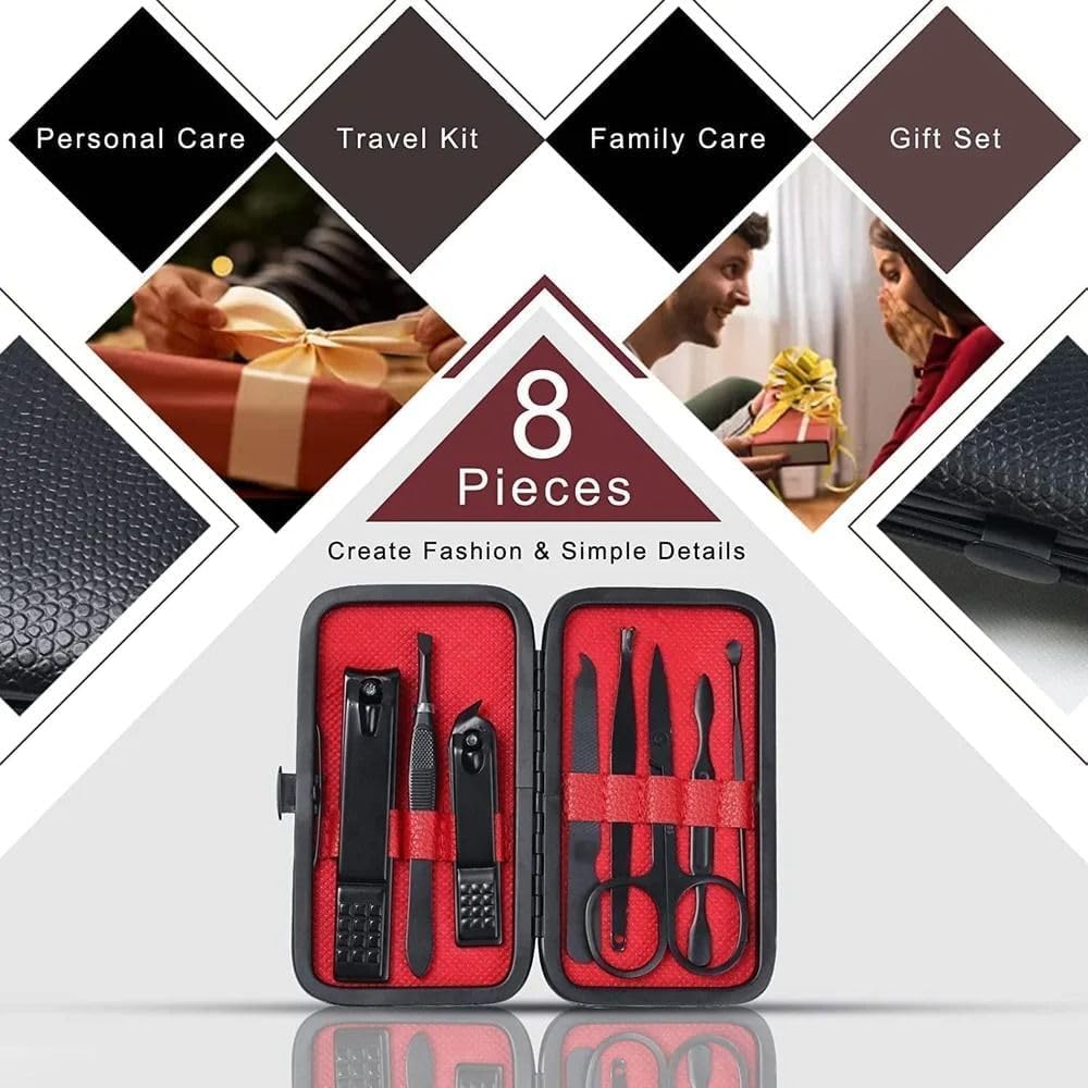 7 in 1 Manicure set Professional Black Stainless Steel Nail Clipper Kit Finger Plier Nails art Pedicure Toe Nail Tools Set