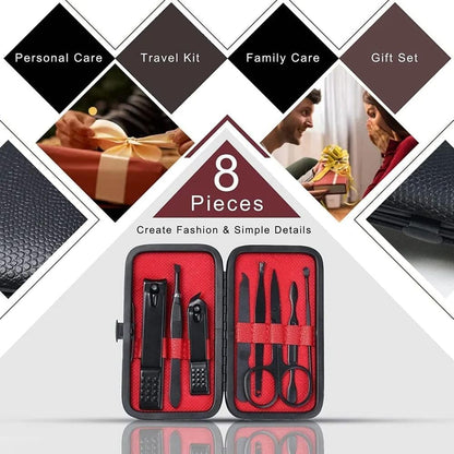 7 in 1 Manicure set Professional Black Stainless Steel Nail Clipper Kit Finger Plier Nails art Pedicure Toe Nail Tools Set