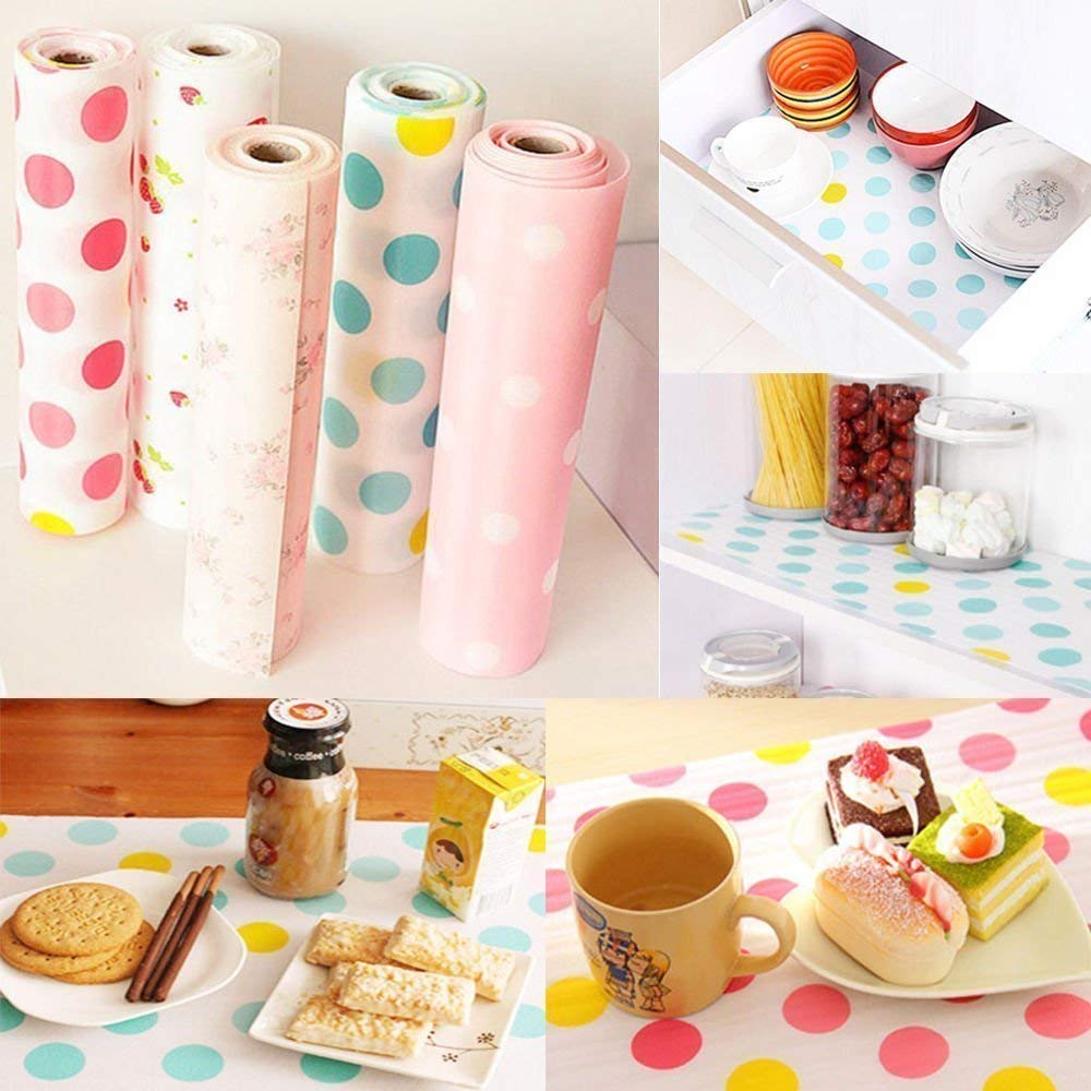 Kitchen Cupboard Liners Mat Roll Drawer Liner Mats Drawer Refrigerator Table Pad Waterproof Place Mat(30x300 cm Multicolor