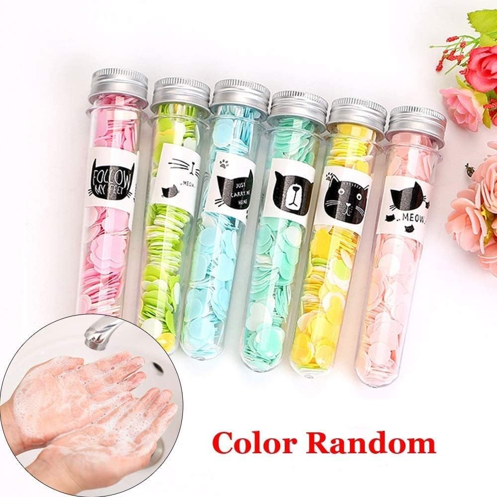 Flower Design Tube Shape Bottle Paper Soap Clean Soft Bath For Travel (Pack Of 2)(ASSORTED)