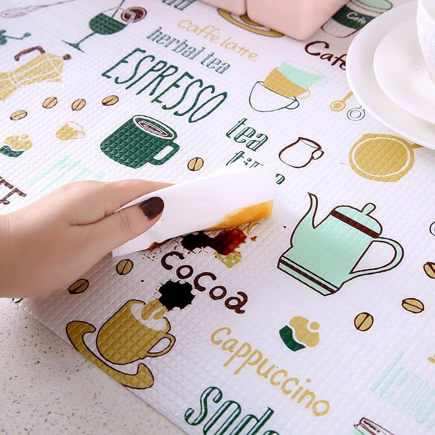 Kitchen Cupboard Liners Mat Roll Drawer Liner Mats Drawer Refrigerator Table Pad Waterproof Place Mat(30x300 cm Multicolor