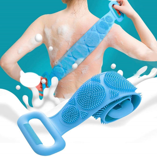 Silicone Body Back Scrubber, Double Side Bathing Brush for Skin Deep Cleaning Massage, Dead Skin Removal Exfoliating Belt for Shower, Body Brush for Bathing (Medium)