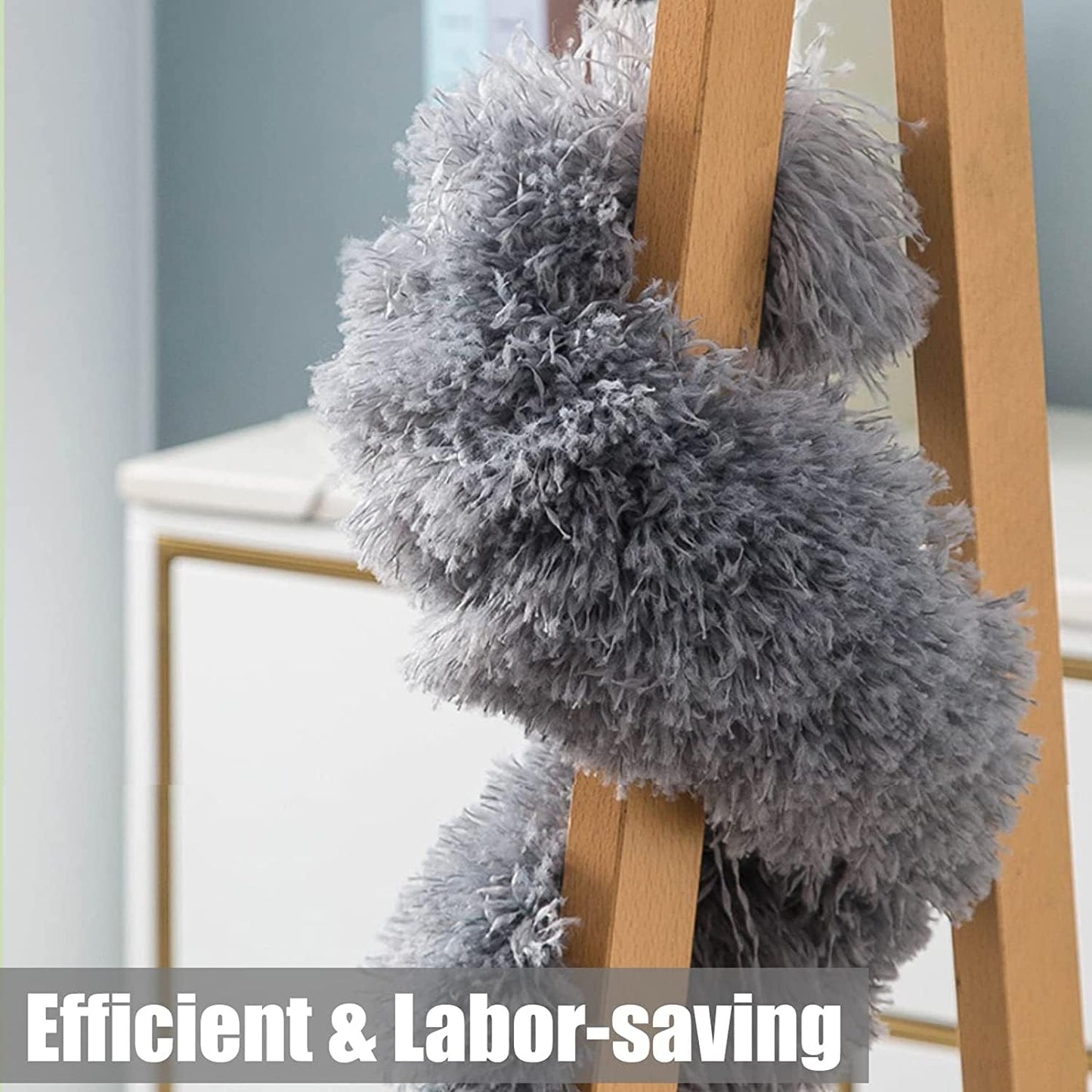 2025 Upgraded Long Handle Microfiber Feather Ceiling Duster for Dust Cleaning with extendable Pole 100 Inch with Anti Scratch Bendable Brush for Cleaning High Cobweb Stick high Ceiling Fan